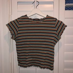 Brandy Melville ribbed striped lettuce top